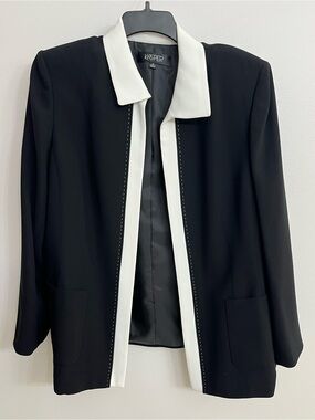 Kasper Black Jacket with White Trimmed Collar